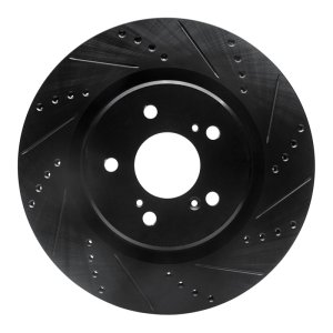 Acura TLX Brake Rotor (1) - Front Right - R1 Concepts - Drilled & Slotted - Black - `21-`25